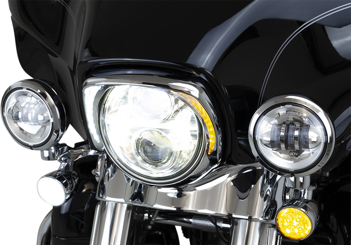 Ciro Fang Chrome Motorcycle LED Headlight Bezel 2014-2024 Harley Touring Models