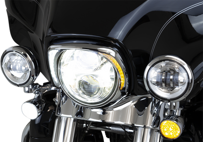 Ciro Fang Chrome Motorcycle LED Headlight Bezel 2014-2024 Harley Touring Models