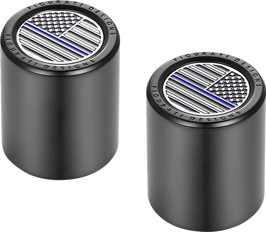 Figurati Blue Line USA Flag Short Magnetic Docking Hardware Covers for Harley