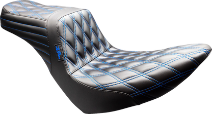 Le Pera Tailwhip Blue Diamond Stitch Seat for 2018-2025 Harley Softail FXLR FLSB