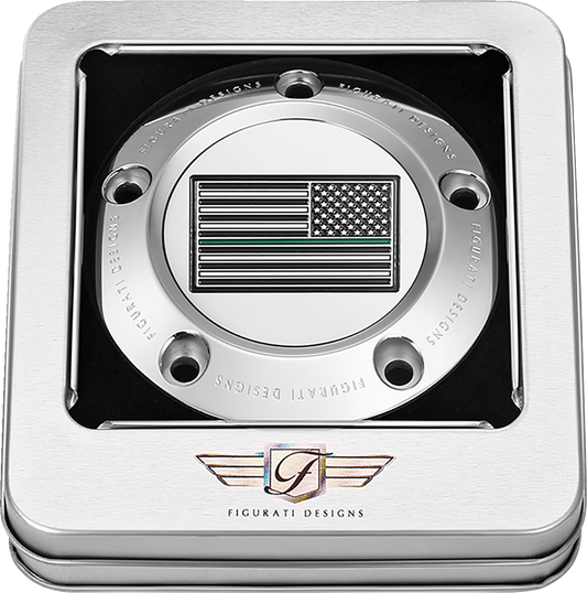 Figurati Designs Green Line Flag Stainless Steel Timing Cover for 1999-17 Harley