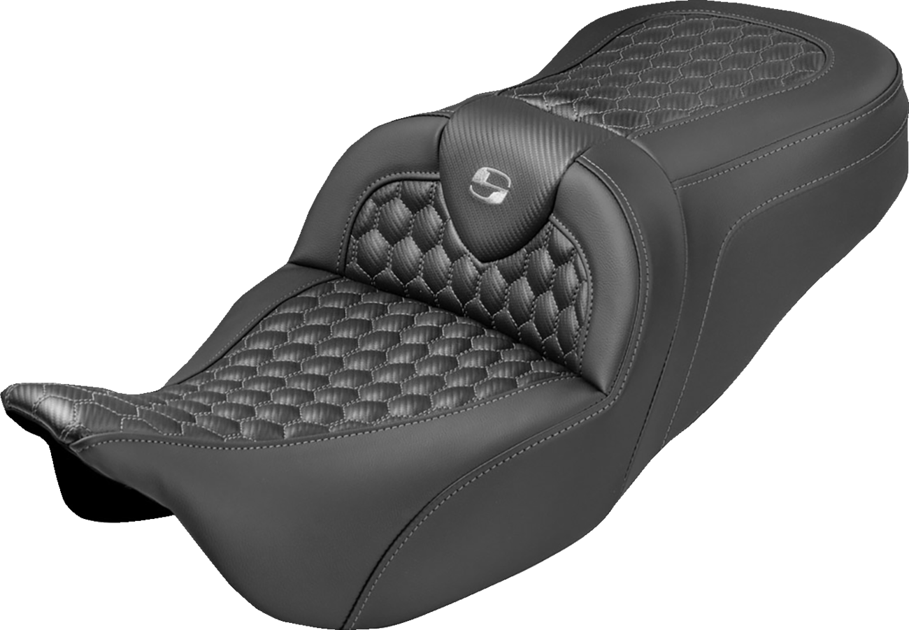 Saddlemen Roadsofa Gray Honeycomb Stitch Gel Seat fits 2008-2025 Harley Touring