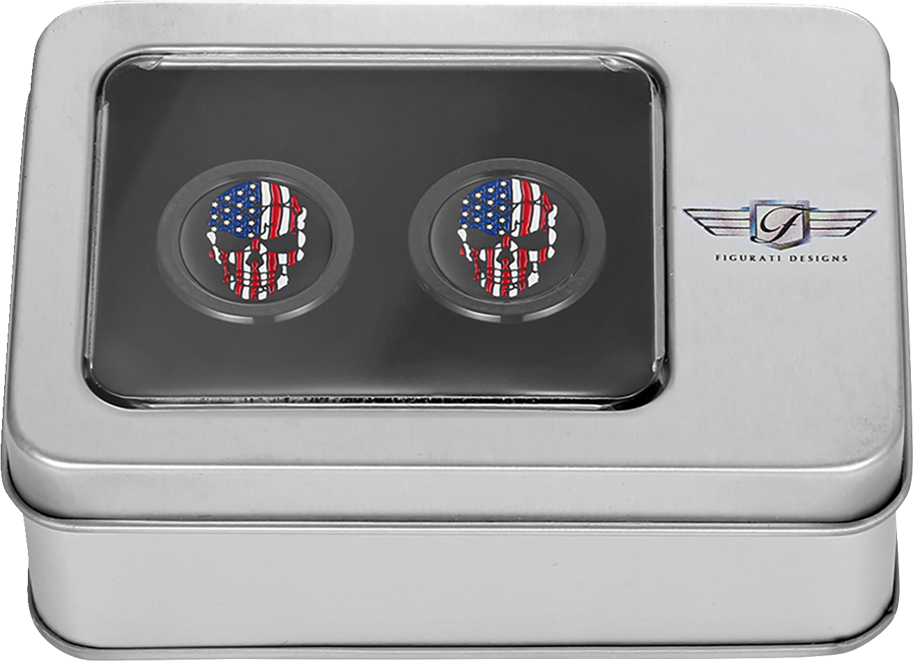 Figurati Skull USA Flag Black Short Magnetic Docking Hardware Covers for Harley