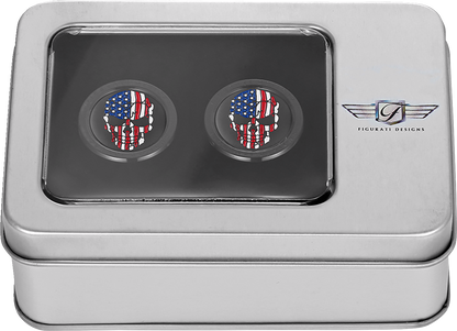 Figurati Skull USA Flag Black Short Magnetic Docking Hardware Covers for Harley