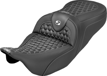 Saddlemen Roadsofa White Honeycomb Stitch Gel Seat fits 2008-2025 Harley Touring