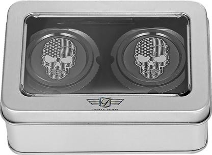 Figurati Designs Skull Flag Front Axle Nut Black Covers for 2002-2022 Harley