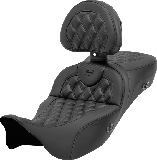 Saddlemen Roadsofa Lattice Heated Extended Seat & Backrest 08-24 Harley Touring