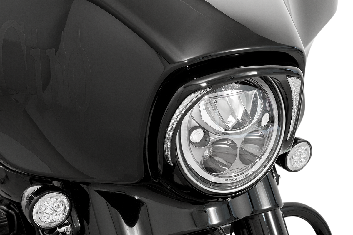 Ciro Fang Black Motorcycle LED Headlight Bezel 2014-2024 Harley Touring Models