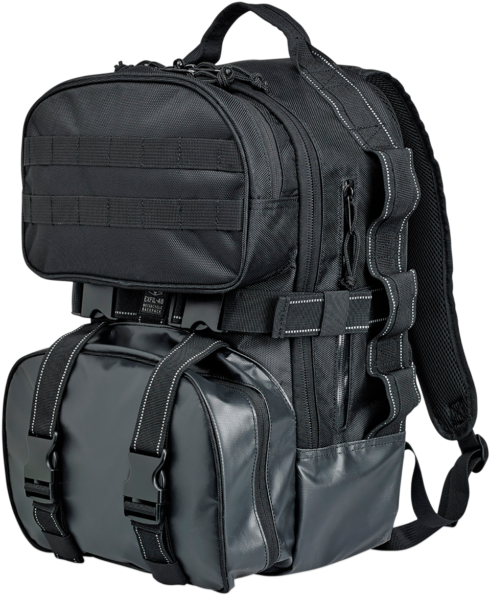 Biltwell Black Exfil-48 Molle Motorcycle Sissy Bar Backpack Bag for Harley