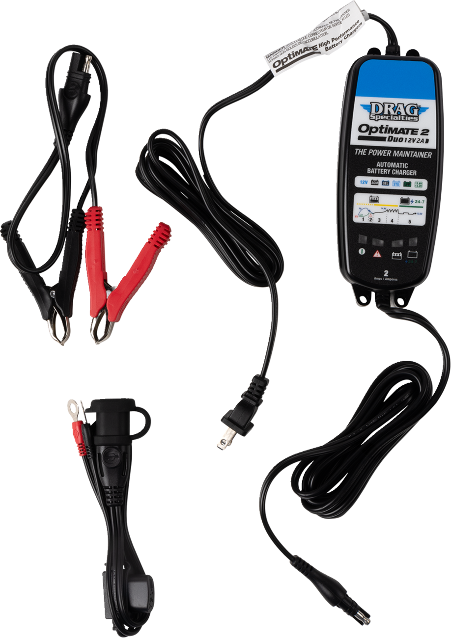 Drag Specialties Optimate 2 Duo Battery Charger Maintainer 12V Motorcycle ATV