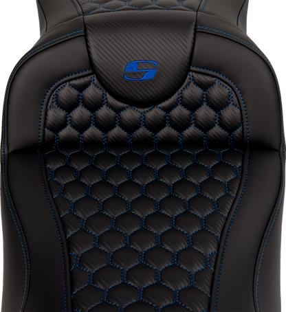 Saddlemen Roadsofa Blue Honeycomb Extended Gel Seat for 2008-2025 Harley Touring
