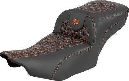 Saddlemen Roadsofa Orange Tri Gripper Extended Seat for 2023-2026 Harley Touring