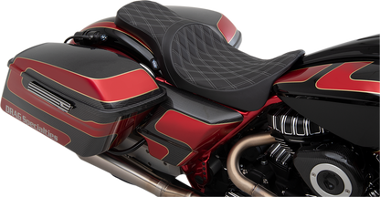 Drag Specialties Predator Silver Diamond Seat fits 2008-2024 Harley Touring FLHX