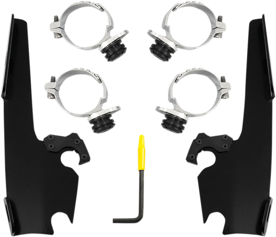 Memphis Shades Black Fairing Plate Mount Kit 14-17 Harley Dyna Low Rider FXDL