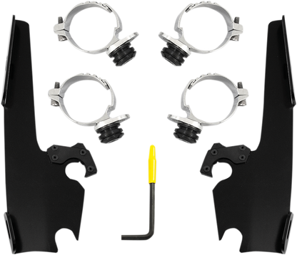 Memphis Shades Black Fairing Plate Mount Kit 14-17 Harley Dyna Low Rider FXDL