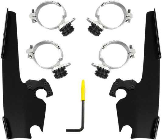 Memphis Shades Black Fairing Plate Mount Kit 14-17 Harley Dyna Low Rider FXDL