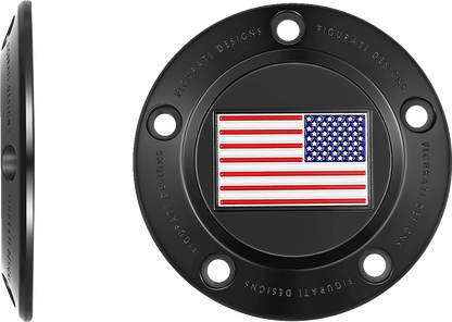 Figurati Designs American Flag Black Timing Cover for 1999-2017 Harley Davidson