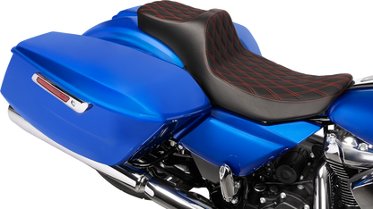 Drag Specialties Predator III Red Diamond Extended Seat for 23-26 Harley Touring