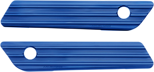 Arlen Ness Blue Rear Hard Saddlebag latch Covers 2014-24 Harley Touring FLHR FLHX