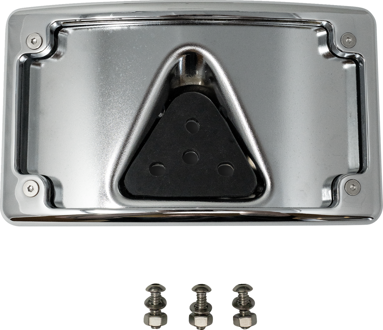 Kodlin Curved Chrome 3-Hole LED Laydown License Plate Kit for Harley Davidson