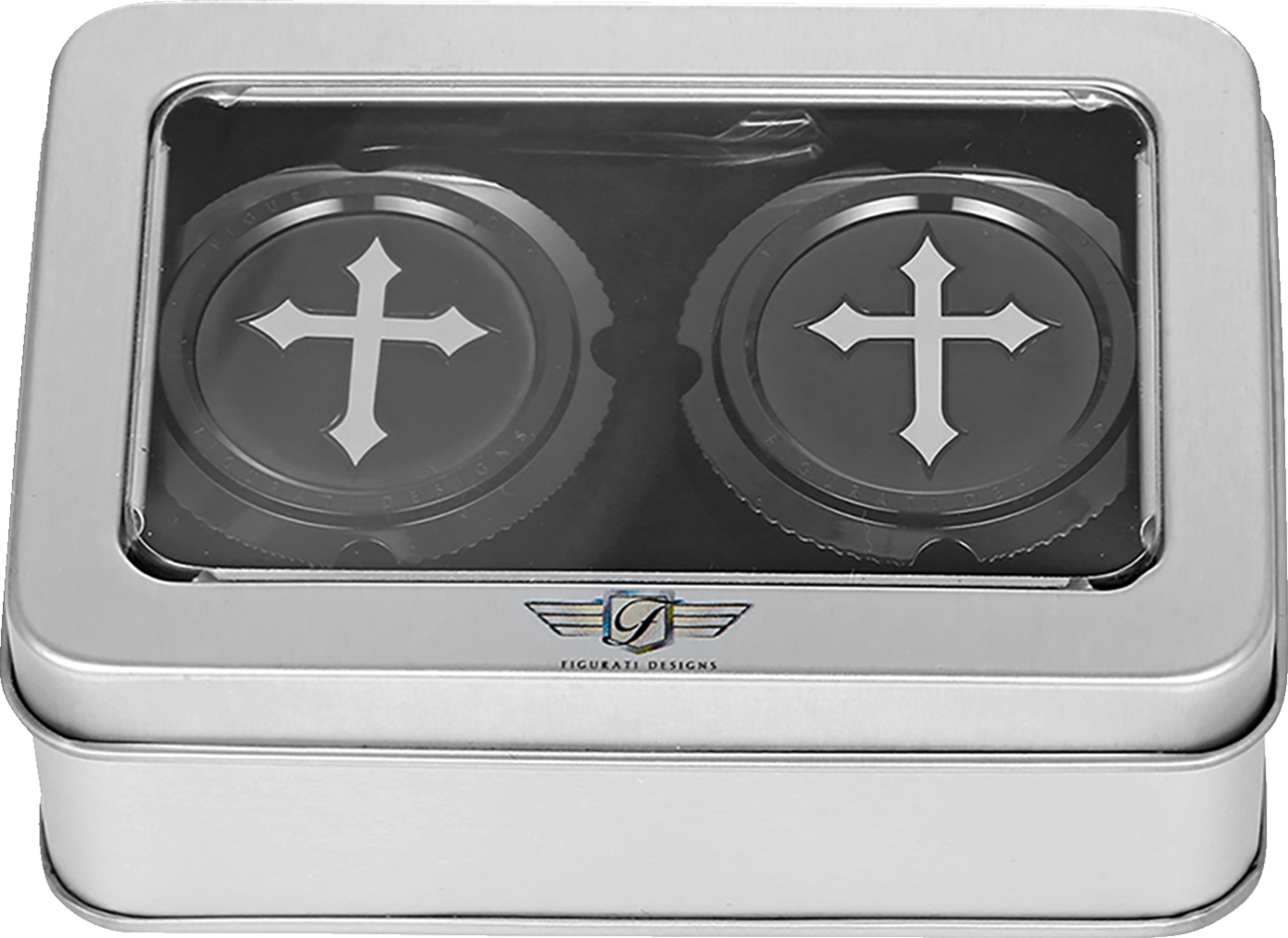 Figurati Designs Cross Front Axle Nut Black Covers for 2002-2022 Harley