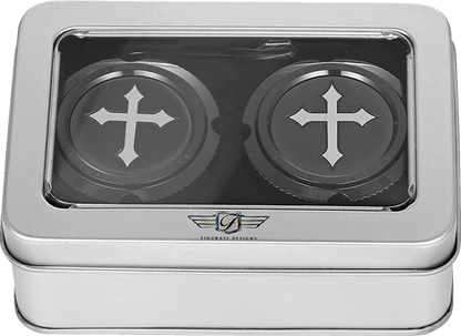 Figurati Designs Cross Front Axle Nut Black Covers for 2002-2022 Harley