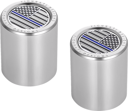 Figurati Blue Line USA Flag Short Magnetic Docking Hardware Covers for Harley