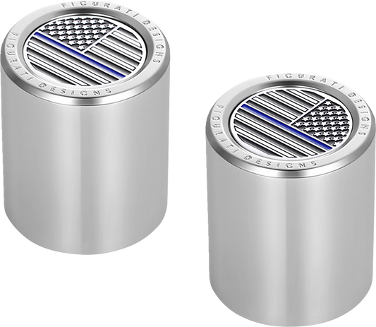 Figurati Blue Line USA Flag Short Magnetic Docking Hardware Covers for Harley