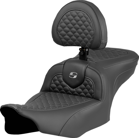 Saddlemen Roadsofa Gray Stitch with Backrest Seat fits 2023-2025 Harley Touring