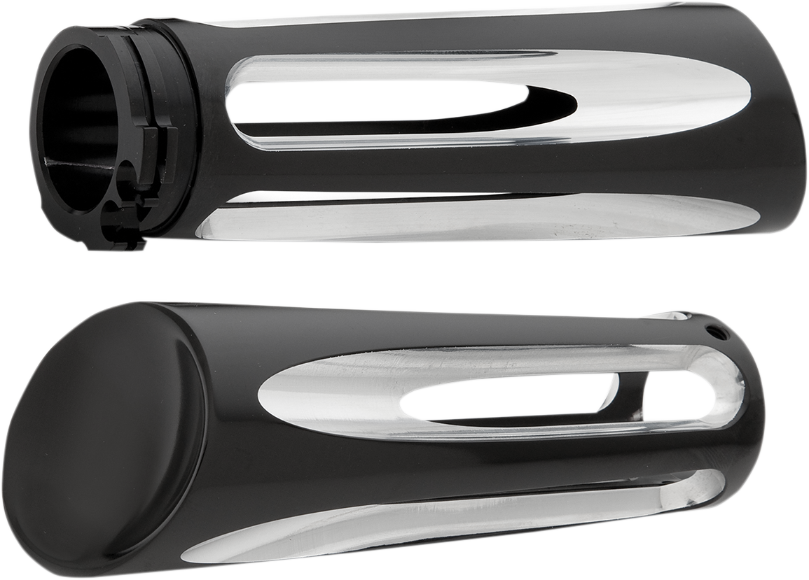 Arlen Ness Deep Cut Black Billet Dual Cable Hand Grips 1980-22 Harley FX FXD XL