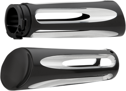 Arlen Ness Deep Cut Black Billet Dual Cable Hand Grips 1980-22 Harley FX FXD XL