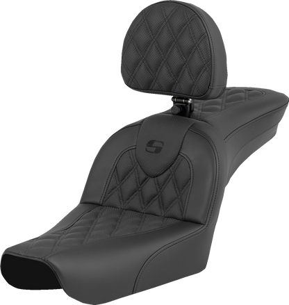 Saddlemen Roadsofa Lattice Stitch Gel Seat W Backrest for 2004-2005 Harley Dyna