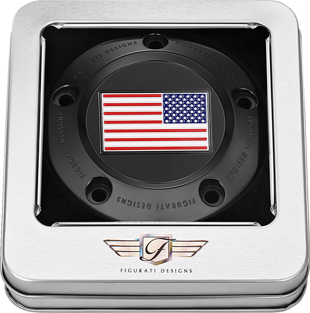 Figurati Designs American Flag Black Timing Cover for 1999-2017 Harley Davidson