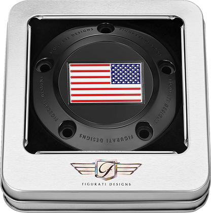 Figurati Designs American Flag Black Timing Cover for 1999-2017 Harley Davidson