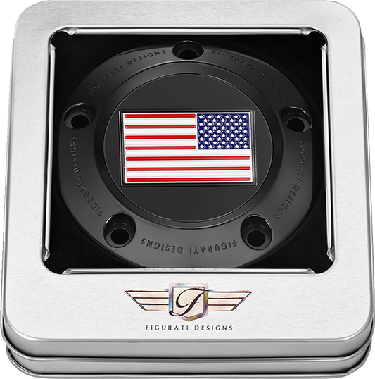 Figurati Designs American Flag Black Timing Cover for 1999-2017 Harley Davidson