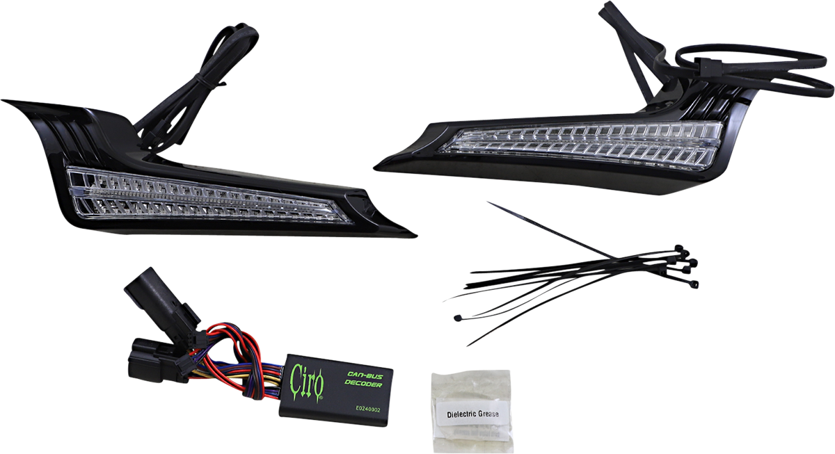 Ciro Black Rear LED Filler Panel Lights 2014-2024 Harley Davidson Touring