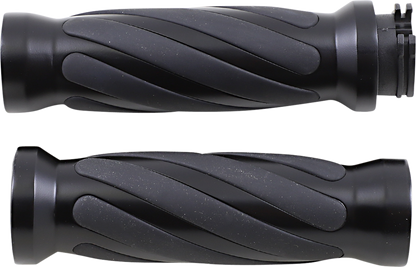 Drag Specialties Aluminum Twisted Motorcycle Hand Grips 1980-22 Harley FL FX XL