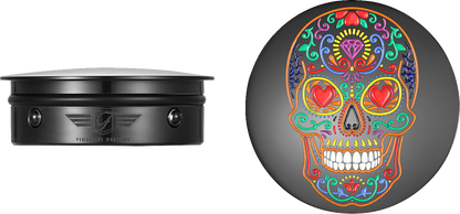 Figurati Sugar Skull Black Swingarm Covers Inserts for 1980-2025 Harley Davidson