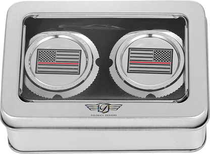 Figurati Designs Front Red line Flag Axle Nut Chrome Covers for 2002-2022 Harley