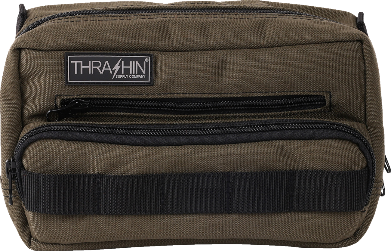 Thrashin Supply Green Motorcycle Handlebar Storage Bag Plus for Harley THB-0010