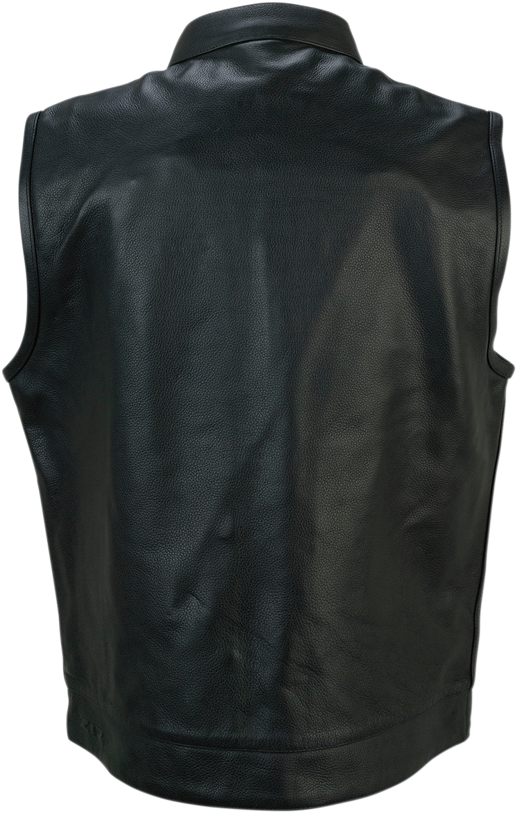 Z1R Vindicator Mens Black Leather Motorcycle Riding Street Racing Club Vest