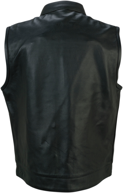 Z1R Vindicator Mens Black Leather Motorcycle Riding Street Racing Club Vest