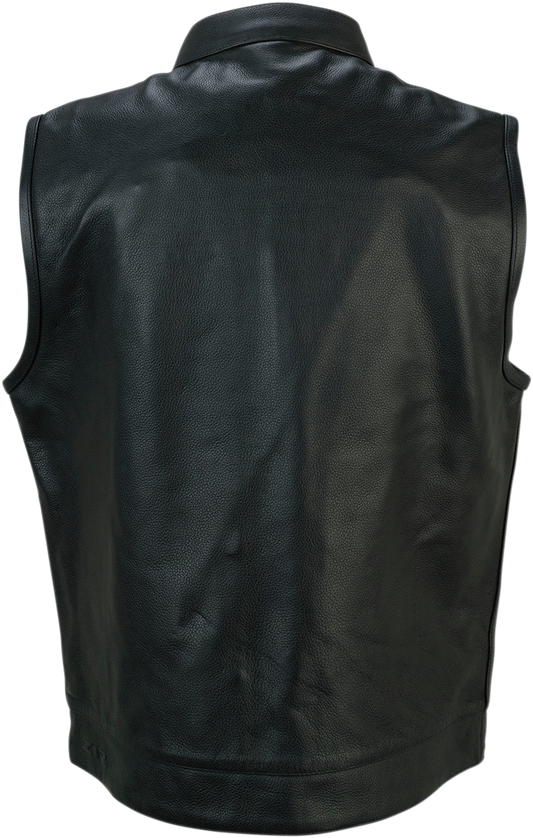 Z1R Vindicator Mens Black Leather Motorcycle Riding Street Racing Club Vest