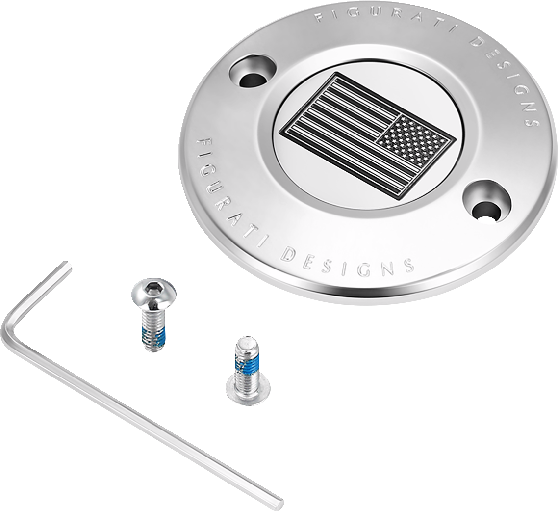 Figurati Designs B&W American Flag Timing Points Cover for 2017-2023 Harley M8