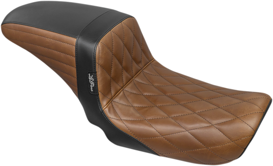 Le Pera Kickflip Black/Brown Diamond Stitch Seat fits 2006-2017 Harley Dyna FXD