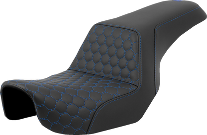 Saddlemen Step Up Blue Honeycomb Stitch Seat fits 2006-2017 Harley Dyna FXD FLD