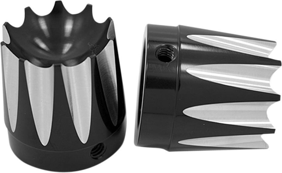 Avon Black Excalibur 1" Front Axle Nut Covers 2007-2020 Harley Touring Softail