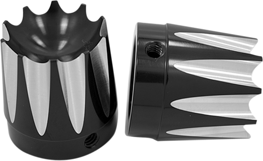 Avon Black Excalibur 1" Front Axle Nut Covers 2007-2020 Harley Touring Softail