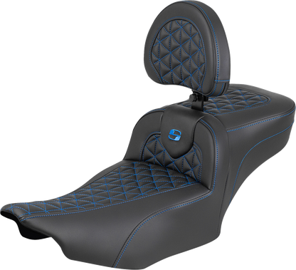 Saddlemen Roadsofa Blue Tri Grip Extended Seat Backrest for 23-25 Harley Touring
