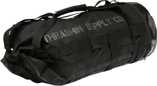 Thrashin Black Zipper Mission Sissybar Molle Webbing Duffle Bag for Harley